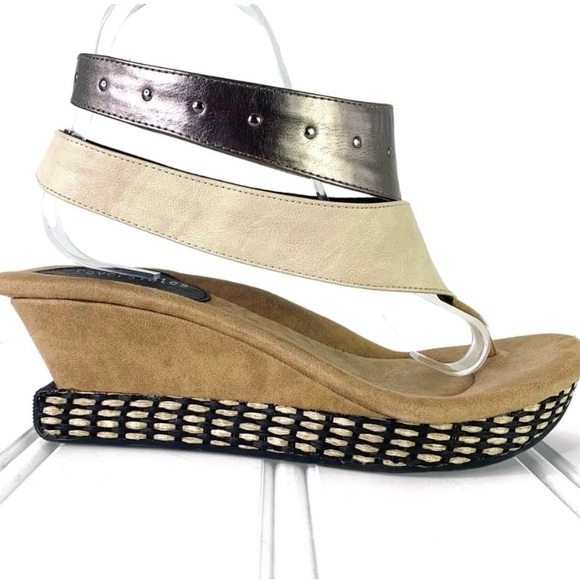 MODZORI WEDGE REVERSIBLE TWISTER SANDAL MULTICOLOUR SHOE NEUTRAL SLIP ON THONG 8 - Picture 3 of 10